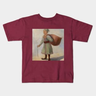 Elf with a bag of presents watercolour Kids T-Shirt